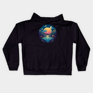 Surreal Dreamscape: Sunset Reflections Kids Hoodie